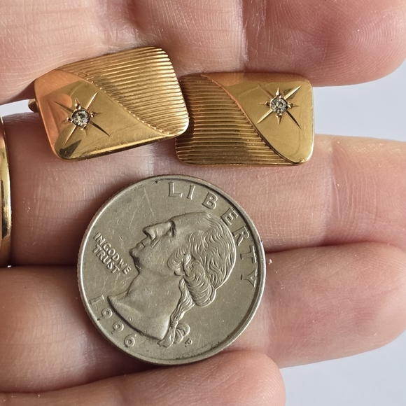 Vintage cuff links gold filled fill cufflinks star celestial clear gems - Picture 3 of 12